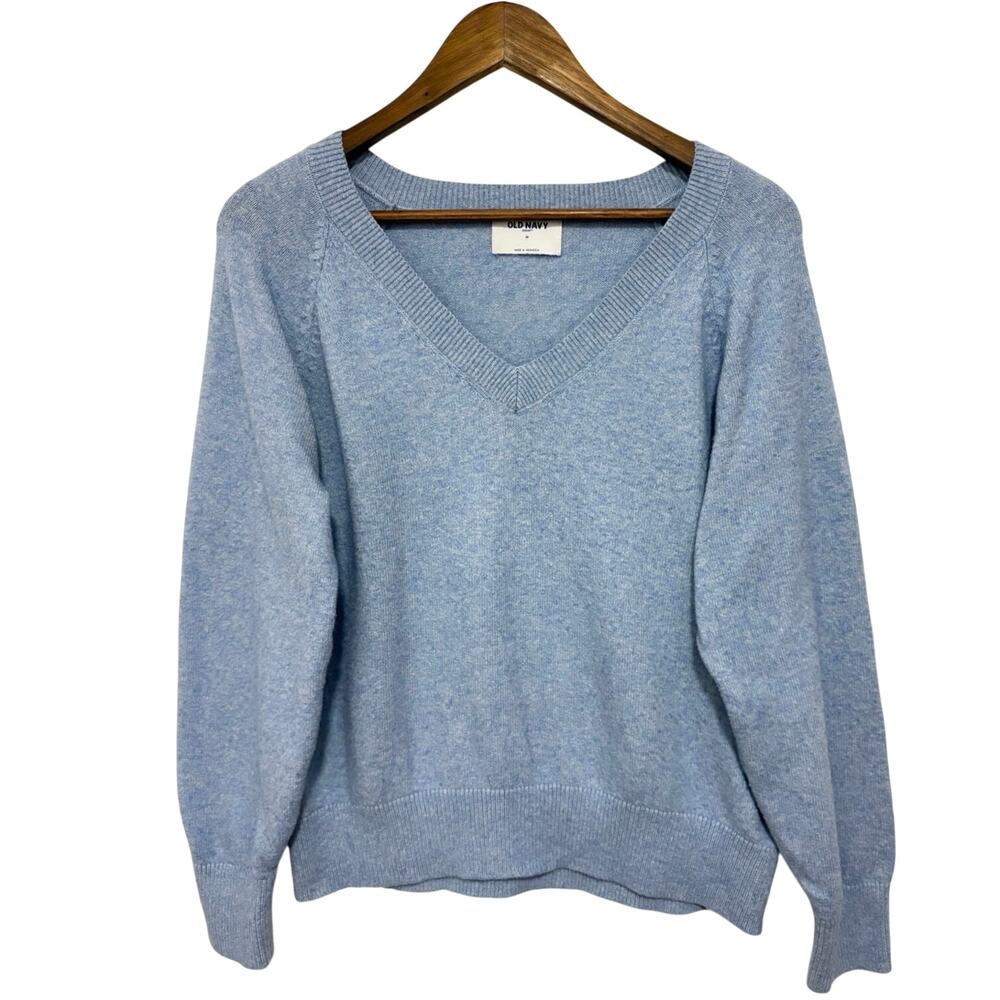 Old Navy Women’s Medium Blue V-Neck Soft Knit Pullover Sweater Long Sleeve